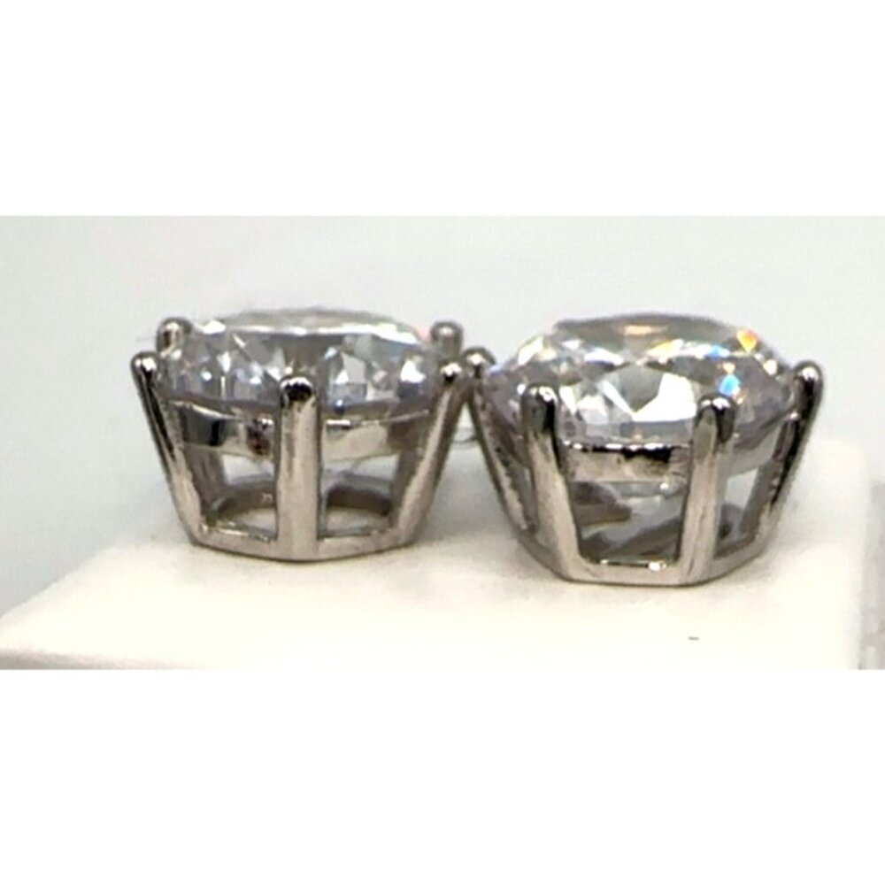 Cubic Zirconia Stud Earrings 925 Sterling Silver 3 ct - Picture 8 of 10